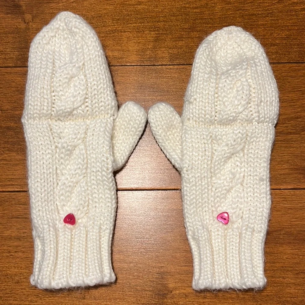 Winter white gloves mittens cable knit